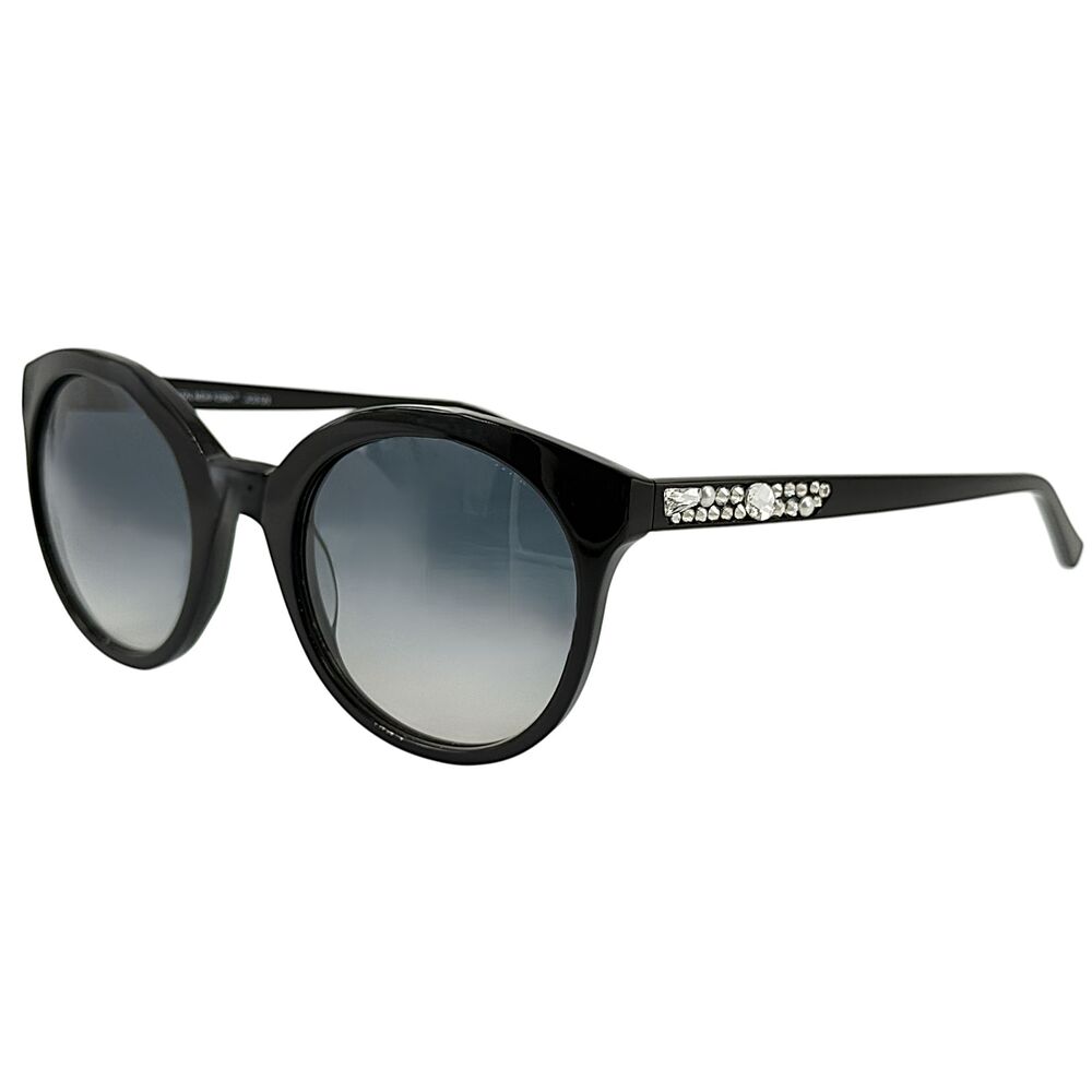 Jimmy Crystal JCS125 Womens Plastic Sunglass Black 50-21 Gray Grad Swarovski